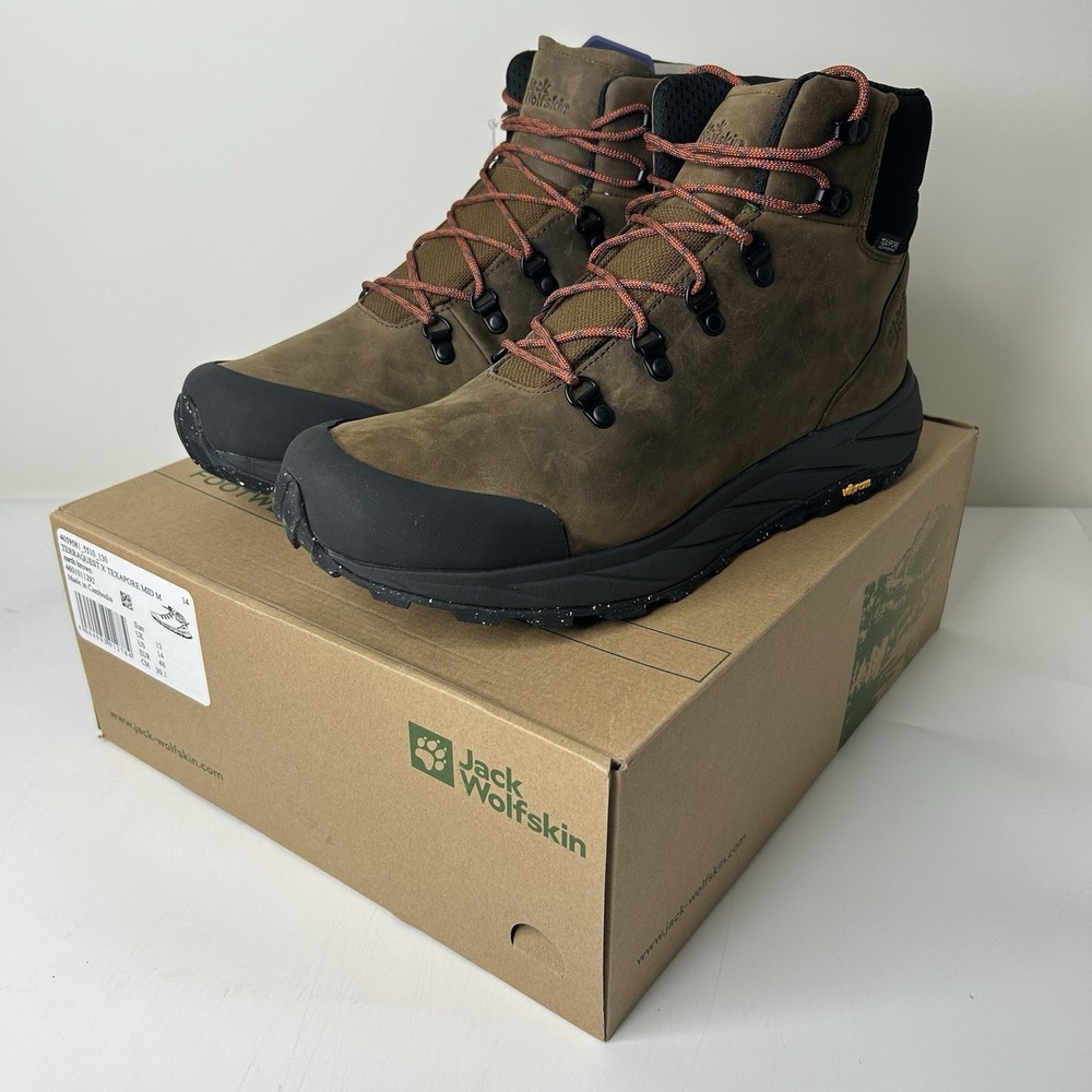 Jack Wolfskin Terraventure Waterproof Mid Mens 14 Hiking Boots Brown Work Boot